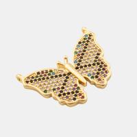 Cubic Zirconia Micro Pave Brass Connector, Butterfly, high quality plated, DIY & different size for choice & micro pave cubic zirconia, gold, Hole:Approx 1.5mm, Sold By PC