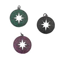 Cubic Zirconia Micro Pave Brass Pendant, Round, plated, fashion jewelry & DIY & micro pave cubic zirconia, more colors for choice, 30x25x2mm, Hole:Approx 3mm, Sold By PC