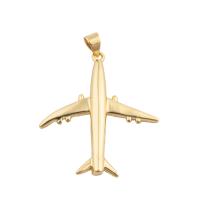 Bijoux pendentifs en laiton, avion, Placage de couleur d'or, bijoux de mode & DIY, doré, 38x30x3mm, Trou:Environ 3mm, Vendu par PC