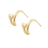 Brass Stud Earring, gold color plated, fashion jewelry & for woman, golden, 14x8x2mm, Sold By Pair