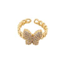 Krychlový Circonia Micro vydláždit mosazný prsten, Mosaz, barva pozlacený, módní šperky & micro vydláždit kubické zirkony & pro ženy, zlatý, 22*12*3mm, Prodáno By PC