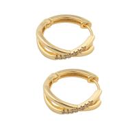 Cubic Zirconia Micro Pave Brass Earring gold color plated fashion jewelry & micro pave cubic zirconia & for woman golden Approx 1.5mm Sold By Pair