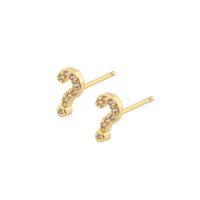 Цирконий Micro Pave латунь Серьги, Латунь, плакирован золотом, ювелирные изделия моды & инкрустированное микро кубического циркония & Женский, Золотой, 7x4x1.50mm, продается Пара