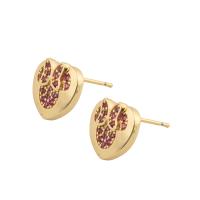 Cubic Zirconia Micro Pave Brass Earring, Heart, gold color plated, fashion jewelry & micro pave cubic zirconia & for woman, two different colored, 12x13x3mm, Sold By Pair