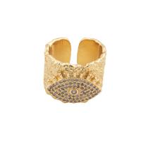 Evil Eye Jewelry Ring Finger, cobre, cromado de cor dourada, joias de moda & micro pavimento em zircônia cúbica & para mulher, dourado, 20*16*3mm, vendido por PC