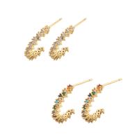 Cubic Zirconia Micro Pave Brass Earring, gold color plated, fashion jewelry & micro pave cubic zirconia & for woman, more colors for choice, 18x3x3mm, Sold By Pair