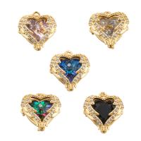 Cubic Zirconia Micro Pave Brass Pendant, Heart, gold color plated, fashion jewelry & DIY & micro pave cubic zirconia, more colors for choice, 19x16x7mm, Hole:Approx 1.5mm, Sold By PC