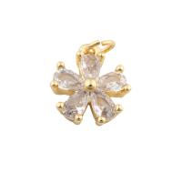 Cubic Zirconia Micro Pave Brass Pendant Flower gold color plated fashion jewelry & DIY & micro pave cubic zirconia golden Approx 2mm Sold By PC