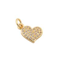 Cubic Zirconia Micro Pave Brass Pendant Heart gold color plated fashion jewelry & DIY & micro pave cubic zirconia golden Approx 2mm Sold By PC