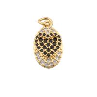 Cubic Zirconia Micro Pave Brass Pendant, gold color plated, fashion jewelry & DIY & micro pave cubic zirconia, two different colored, 21x15x3mm, Hole:Approx 2mm, Sold By PC