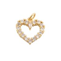 Cubic Zirconia Micro Pave Brass Pendant, Heart, gold color plated, fashion jewelry & DIY & micro pave cubic zirconia, golden, 18x15x2mm, Hole:Approx 1mm, Sold By PC