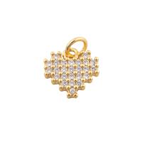 Cubic Zirconia Micro Pave Brass Pendant, Heart, gold color plated, fashion jewelry & DIY & micro pave cubic zirconia, golden, 15x11x2mm, Hole:Approx 2mm, Sold By PC