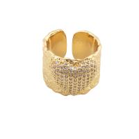 Cubique anneau en laiton Circonia Micro Pave, Placage de couleur d'or, bijoux de mode & pavé de micro zircon, doré, 23*16*5mm, Trou:Environ 1.5mm, Vendu par PC