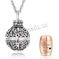 304 Stainless Steel Cinerary Casket Pendant Carved can open and put into something & vintage & DIY  Sold By PC
