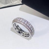 Cubic Zirconia Micro Pave Brass Ring platinum color plated fashion jewelry & Unisex & micro pave cubic zirconia nickel lead & cadmium free 6mm Sold By PC