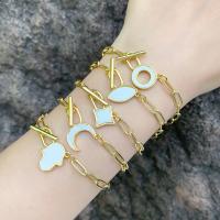 Brass Bracelet & Bangle, with Shell, plated, fashion jewelry & different designs for choice, more colors for choice, nickel, lead & cadmium free, Length:15.5 cm, Sold By PC