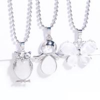 Brass Necklace, with Clear Quartz, with 5cm extender chain, plated, fashion jewelry & different designs for choice, silver color, nickel, lead & cadmium free, Length:42 cm, Sold By PC