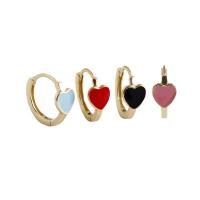 925 Sterling Silver Lever Back Earring Heart plated for woman & enamel Sold By Pair