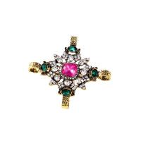 Tibetan Style Brooch, with Rhinestone, plated, for woman, gold, 55x55mm, Sold By PC
