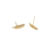 925 Sterling Silver Stud Earring Feather plated for woman Sold By Pair