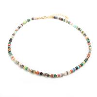 Stainless Steel Jewelry Necklace 304 Stainless Steel with Natural Stone plated Unisex & micro pave cubic zirconia multi-colored Sold By PC