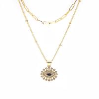 Brass Necklace plated Unisex & micro pave cubic zirconia gold Sold By PC