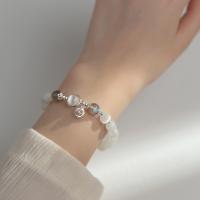 Sterling Silber Armbänder, 925 Sterling Silber, mit Mondstein, plattiert, für Frau, Silberfarbe, Länge:ca. 16 cm, verkauft von PC