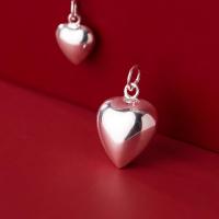 925 Sterling Silver Pendant Heart plated DIY silver color Sold By PC