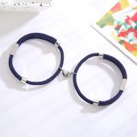 Couple Bracelet and Bangle, Polyester, with 304 Stainless Steel & Tibetan Style, fashion jewelry, more colors for choice, 14cm,26cm,4mm, Sold By PC