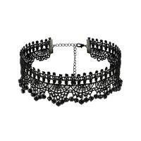 Mode-Halskette, Spitze, mit Glasperlen, Modeschmuck & für Frau, schwarz, verkauft von PC