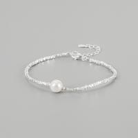925 Sterling Silver Bangle Bracelet, with Freshwater Pearl, with 3cm extender chain, fashion jewelry & for woman, nickel, lead & cadmium free, 8mm,9mm, Length:Approx 16 cm, Sold By PC