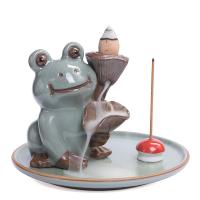 Backflow Incense Burner, Purple Clay, Frog, handmade, for home and office & durable & multifunctional & different styles for choice, Sold By PC