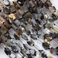 Natuurlijke Quartz sieraden kralen, Black Rutilated Quartz, gepolijst, folk stijl & DIY, 10x14mm, Per verkocht Ca 38-40 cm Strand
