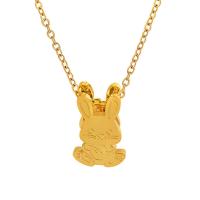 Acier titane collier, avec 2inch chaînes de rallonge, lapin, Placage de couleur d'or, pour femme, Longueur:Environ 15.7 pouce, Vendu par PC
