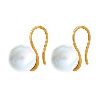 Titanium Steel Drop Earring with Plastic Pearl Vacuum Ion Plating fashion jewelry & for woman Sold By Pair