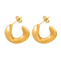 Boucle d'oreille Acier Titane, Placage de couleur d'or, bijoux de mode & pour femme, 22x17mm, Vendu par paire
