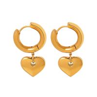 Titanium Steel Huggie Hoop Drop Earring Heart Vacuum Ion Plating fashion jewelry & for woman Sold By Pair