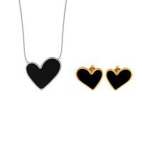 Titanium Steel Jewelry Set with Acrylic Heart Vacuum Ion Plating fashion jewelry & for woman Sold By PC