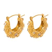Titanstahl Hebel Rückseiten Ohrring, 18K vergoldet, Modeschmuck & Micro pave Zirkonia & für Frau, 24x25mm, verkauft von Paar
