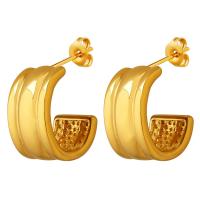 Titan Stål Stud Earring, Letter C, mode smycken & för kvinna, fler färger för val, 12x16mm, Säljs av Par