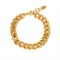 Partículas de aço pulseira, with 1.2inch extender chain, cromado de cor dourada, joias de moda & para mulher, comprimento Aprox 5.9 inchaltura, vendido por PC