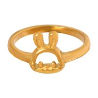 Titanium Steel Finger Ring Rabbit gold color plated & for woman & hollow US Ring Sold By PC