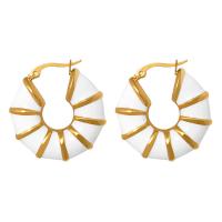 Titanium Steel Lever Back Earring, gold color plated, fashion jewelry & for woman & enamel, more colors for choice, 28.80x28mm, Sold By Pair