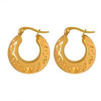 Titanium Steel Lever Back Earring, gold color plated, fashion jewelry & for woman, 21x24mm, Sold By Pair