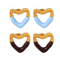 Titanium Steel Stud Earring, Heart, Vacuum Ion Plating, fashion jewelry & for woman & enamel & hollow, more colors for choice, 19x20mm, Sold By Pair