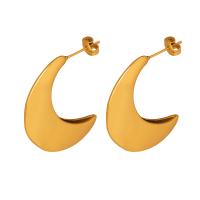 Titanium Steel Stud Earring Moon Vacuum Ion Plating fashion jewelry & for woman Sold By Pair