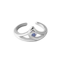 Cink Alloy Finger Ring, srebrne boje pozlaćen, modni nakit & bez spolne razlike & s Rhinestone, više boja za izbor, nikal, olovo i kadmij besplatno, 2x1.9cm, Prodano By PC