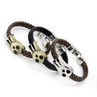 Zinc Alloy Bracelet with leather cord plated fashion jewelry & Unisex nickel lead & cadmium free Length Approx 22 cm Sold By PC