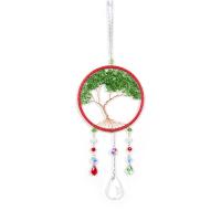 Hanging Ornaments, Iron, with Glass Beads & leather cord & Crystal, handmade, for home and office & Christmas Design, nickel, lead & cadmium free, 400x130mm, Sold By PC