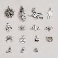 Zinc Alloy Pendants silver color plated Halloween Design & 15 pieces & DIY nickel lead & cadmium free Sold By Bag